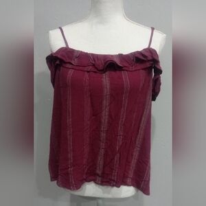 Mossimo Supply Co. Burgundy Ruffle Strap Top